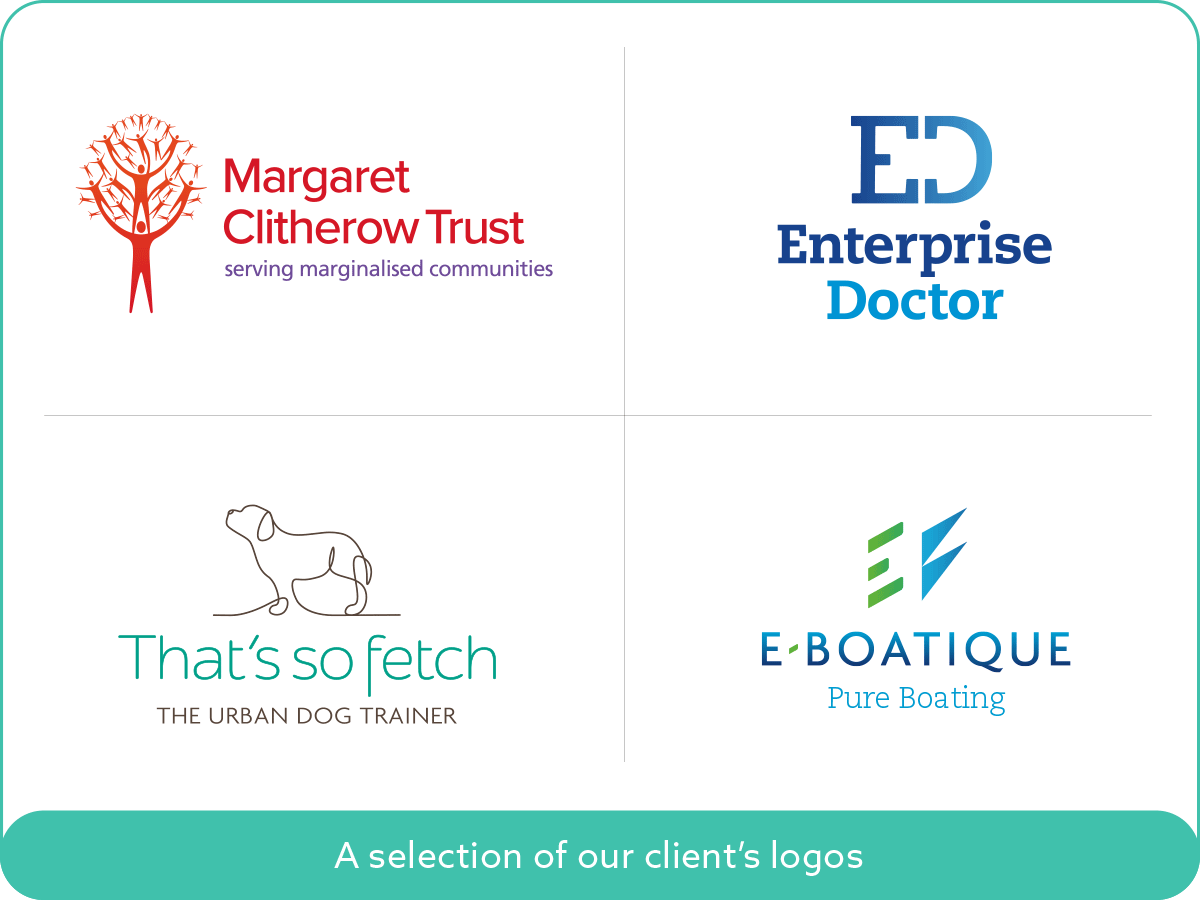 Four logos: Margaret Clitherow Trust, Enterprise Doctor, That’s so fetch and E-boatique.